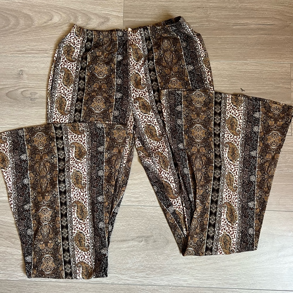 BEAR DANCE- MULTICOLORED BROWN STRETCHY FLARE LEGGINGS